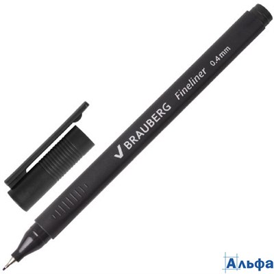 Ручка капиллярная (линер) черная 0,4мм Carbon 141523 BRAUBERG 141523 - фото 137994