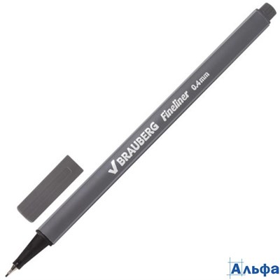Ручка капилярная (линер) 0,4мм серая 142258 Aero BRAUBERG РА000034452 - фото 141601
