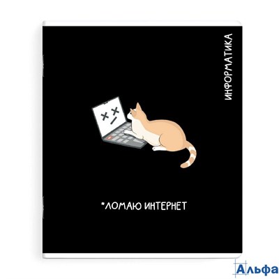 Тетрадь предметная 48 листов А5+ клетка Коты мемы Информатика выборочный твин УФ-лак, 60г/м2 69827 Феникс 16/48 РА-00020637 - фото 141705