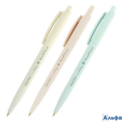 Ручка шариковая автоматическая Slimclick Milky синяя 0,5мм 20-0316 Bruno Visconti РА-00020230 - фото 142890