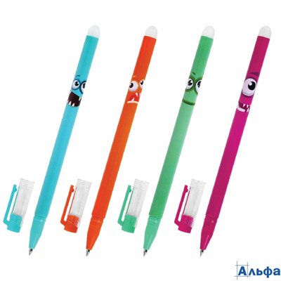 Ручка стираемая гелевая Юнландия Монстрики синяя 0,5 мм 144242 РА-00021287