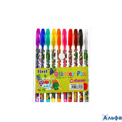 Набор гелевых ручек 10 цветов металлик корпус с рисунком в блистере на кнопке 893044 РА-00020831