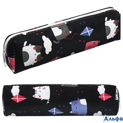 Пенал школьный на молнии Кошечки Calligrata черный РА-00021384