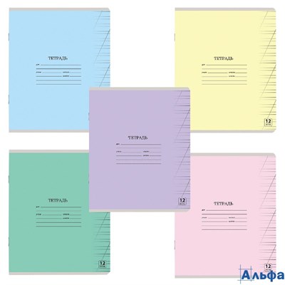 Тетрадь 12 л. частая косая линия обложка картон ассорти 5 видов Юнландия Классическая 105650 РА-00021310