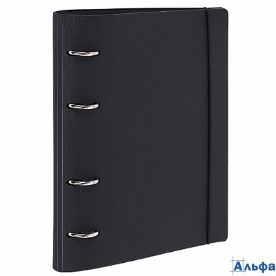 Тетрадь на кольцах А5 175х220мм 120л пластик клетка с резинкой черный 403568 Brauberg РА-00015757