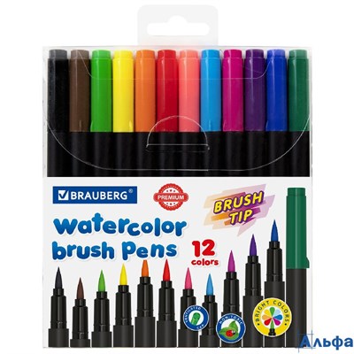 Фломастеры с наконечником-кистью 12 цветов вентилируемый колпачок Brauberg PREMIUM 152195 РА-00021315