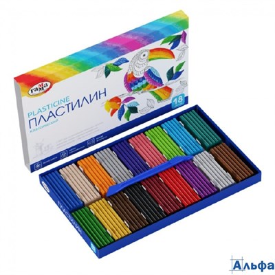 Пластилин 18 цветов 360гр Классический со стеком, картонная упаковка 281035 Гамма РА-00021182