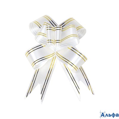 Бант - бабочка 3см Золотые линии белый БЛ-8083 РА-00021621