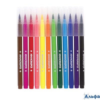 Фломастеры с кистью Юный художник 12 цветов вентилируемый колпачок 151430 Юнландия РА-00020168