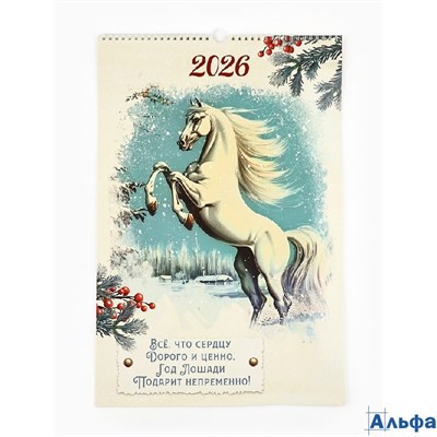 2026 Календарь перекидной с ригелем А3 Винтаж 10895575 РА-00021874