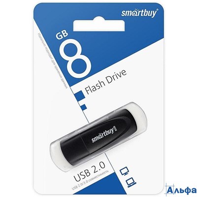 Флеш-карта 8 GB Smartbuy Scout USB 2.0 черный SB008GB2SCK РА-00021964