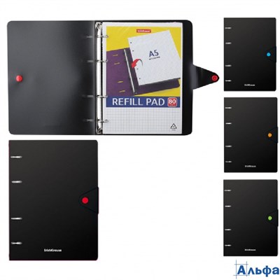 Тетрадь на кольцах А5 80л клетка пласт.обл. Accent на кнопке ассорти Erich Krause 51429 РА-00021735