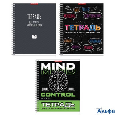 Тетрадь 80 листов А5 линия гребень Словарь для записи иностранных слов ВД-лак 60-65г/м2 14659/3-EAC  РА-00021478