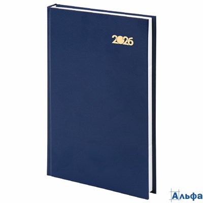Ежедневник датированный 2026 145х215 мм А5 Staff обложка бумвинил синий 117305 РА-00021996