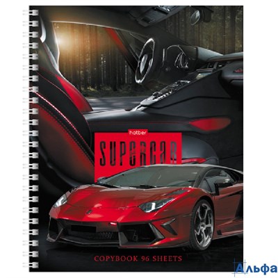 Тетрадь А5 96л клетка гребень мелов.картон Авторевю ассорти 4диз Хатбер 96Т5В1гр РА-00021753