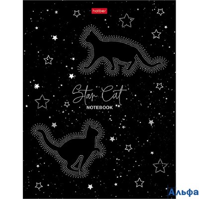 Блокнот 80 листов А5 клетка твердая обложка Звездный котик 5-цветный блок 3D фольга матовая ламинаци РА-00022012