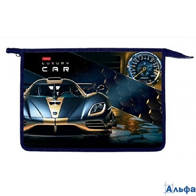 Папка для тетрадей А4 24х34см пластиковая на молнии Luxury car 2 отделения, расширение 7,5см AMс_040 РА-00022021