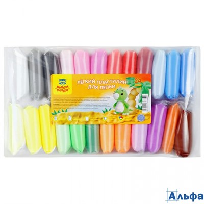 Пластилин 24цв. легкий воздушный 240гр  в пакете ЛП_40360 Мульти-пульти  323235 РА-00011726
