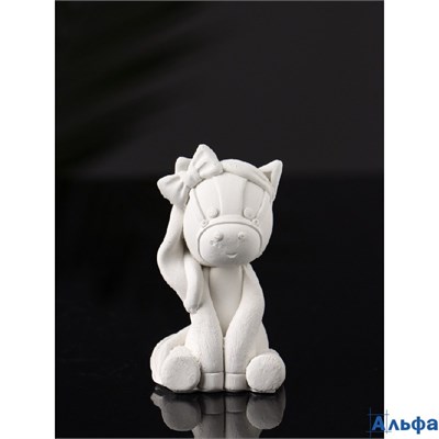 Фигурка для росписи гипс Пони с бантом 7×3×3 см 10887391 РА-00022066