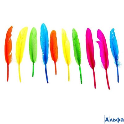 Перья для декора в наборе 10 шт. размер 1 шт.: 15×1.5 см микс 1250961 РА-00022037