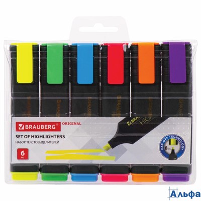 Текстовыделители в наборе 6 цв. 1-5 мм Brauberg Original 151690 РА-00022137