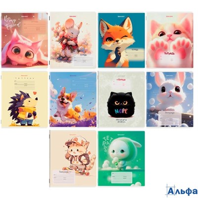 Тетрадь 12 л.клетка обложка картон Микс-1 107268  Brauberg РА-00021307