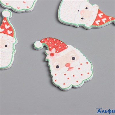 Декор для творчества дерево Дедушка Мороз 2.8×1.9 см 10439403 цена за 1 штуку РА-00022149