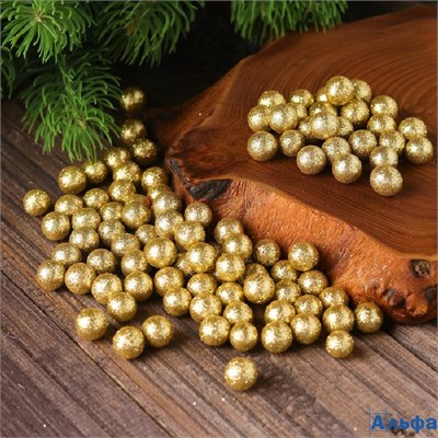 Фигурки в наборе шары 100 шт. размер 1 шт. 0.4-0.7 см цвет золото 4301902 РА-00022156