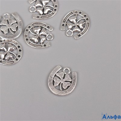 Декоративная подвеска Подкова с клевером 1.1×1.4 см 10473381 цена за 1 штуку РА-00022150