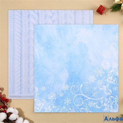 Бумага для скрапбукинга Новогодние кружева 30.5×32 см 180 г/м² 9804180 РА-00022168