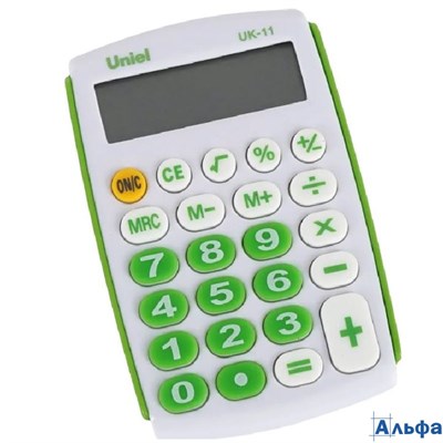 Калькулятор карманный 8 разряд. 1-е пит. зеленый Uniel UK-11G РА-00022300