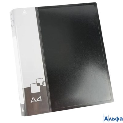 Папка 2 кольца пластик А4 торец 27мм d-20мм пл.700мкм +карм. Черная БЮРОКРАТ 0827/2RBLCK РА-00022269