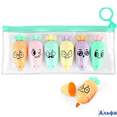 Текстовыделители набор 6цв Морковка zip-пакет DARVISH DV-12674 РА-00022278