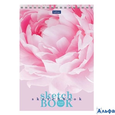 Скетчбук А5 80л гребень мягк.обл. Аромат пиона жест.подложка 100г/м2 HATBER 80Б5Aгр_34921 РА-00022292