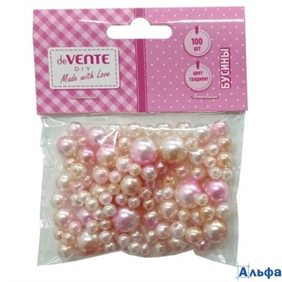 Бусины франц.сирень декоративные круглые пластиковые 39г 6-14мм 100шт Pink Dream deVENTE 8001206 РА-00022246