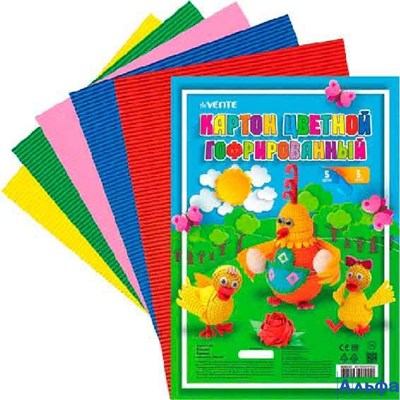 Картон цветной А4 05л 05цв гофрир.180г/м2 8040515 deVente РА000017393