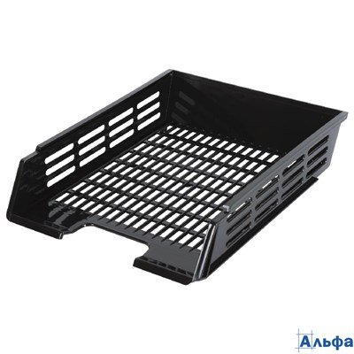 Лоток горизонтальный для бумаг Brauberg Basic А4 (360х270х75 мм) с пазами сетчатый черный 237011 РА-00022494