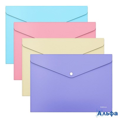Папка конверт на кнопке А4 Diagonal Pastel непрозр.асс. 50322 Erich Krause РА000038782