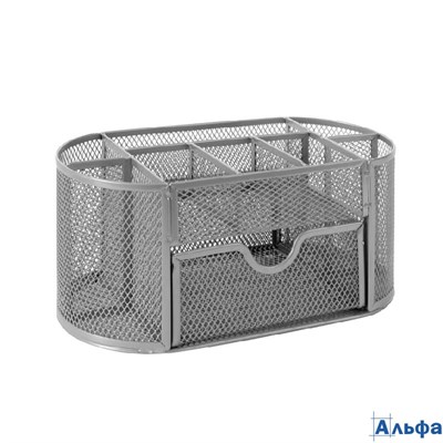 Подставка для канцелярских принадлежностей металлическая 9 секций 105х220х110 мм серебро Germanium B РА-00022926