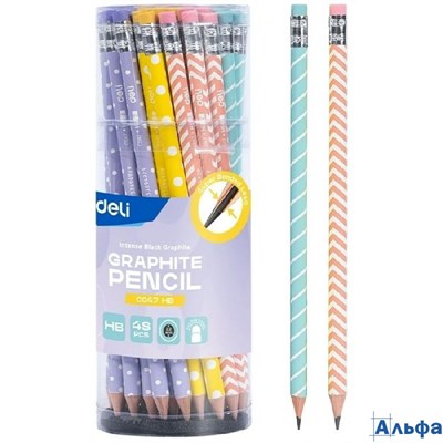 Карандаш чгр HB Macaron&geometric figure с ластиком 2073755 Deli EC047-HB РА-00022889