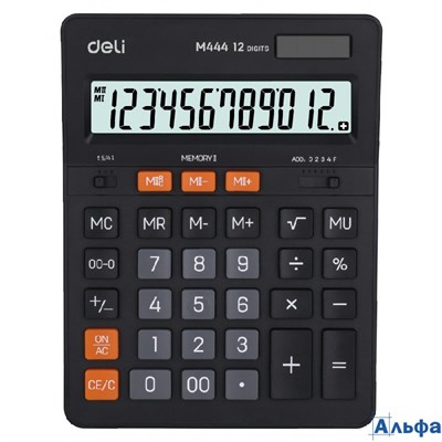 Калькулятор 12-разрядный настольный, темно-серый 1656437 Deli  EM444 РА-00022897