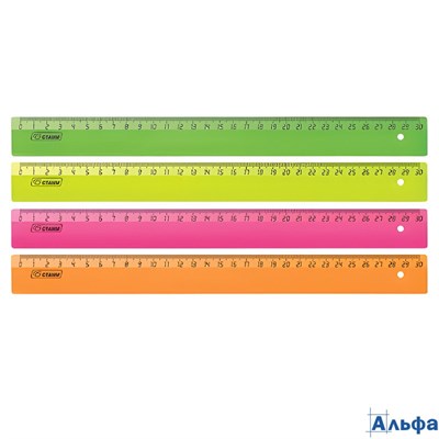 Линейка пластик 30см флуоресцентная Стамм ЛН31/ЛН310 РА-00023091