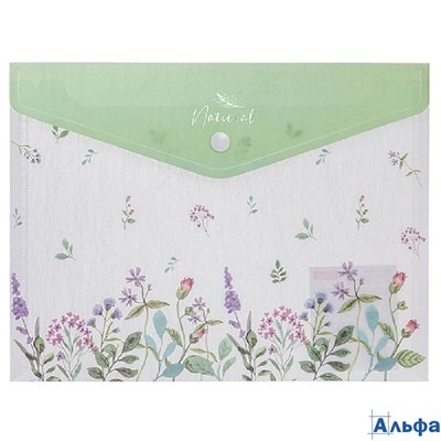 Папка с кнопкой пластик А5 1отд. пл.180мкм Natural flowers Хатбер AKk_33479 РА-00023195
