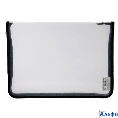 Папка для тетрадей пластик молния вокруг А4 1отд. прозр. черная Пчелка ПМ-А4-01 РА-00023096