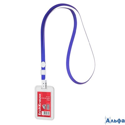 Бейдж вертикальный 55х85мм ПВХ на ленте прозрачный ассорти Erich Krause 62080 РА-00023022