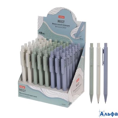 Карандаш автомат. 0,5мм HB Mist soft touch ассорти Хатбер MP_091590 РА-00023028