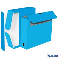 Короб архивный 75 мм гофрокартон лакированный голубой 3010592 deVente 3010592