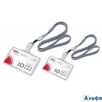 Бейдж Для пропуска 103x78мм гориз.заж.шнур Е5744 382400 Deli 382400