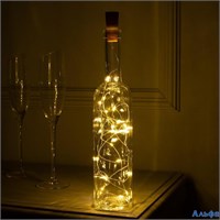 Гирлянда Нить 2 м роса с пробкой IP20 серебристая нить 20 LED свечение тёплое белое LR44х3 2433902 РА-00012711