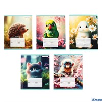 Тетрадь А5 12л клетка Зверушки ассорти Listoff ТК128874 ТК128874